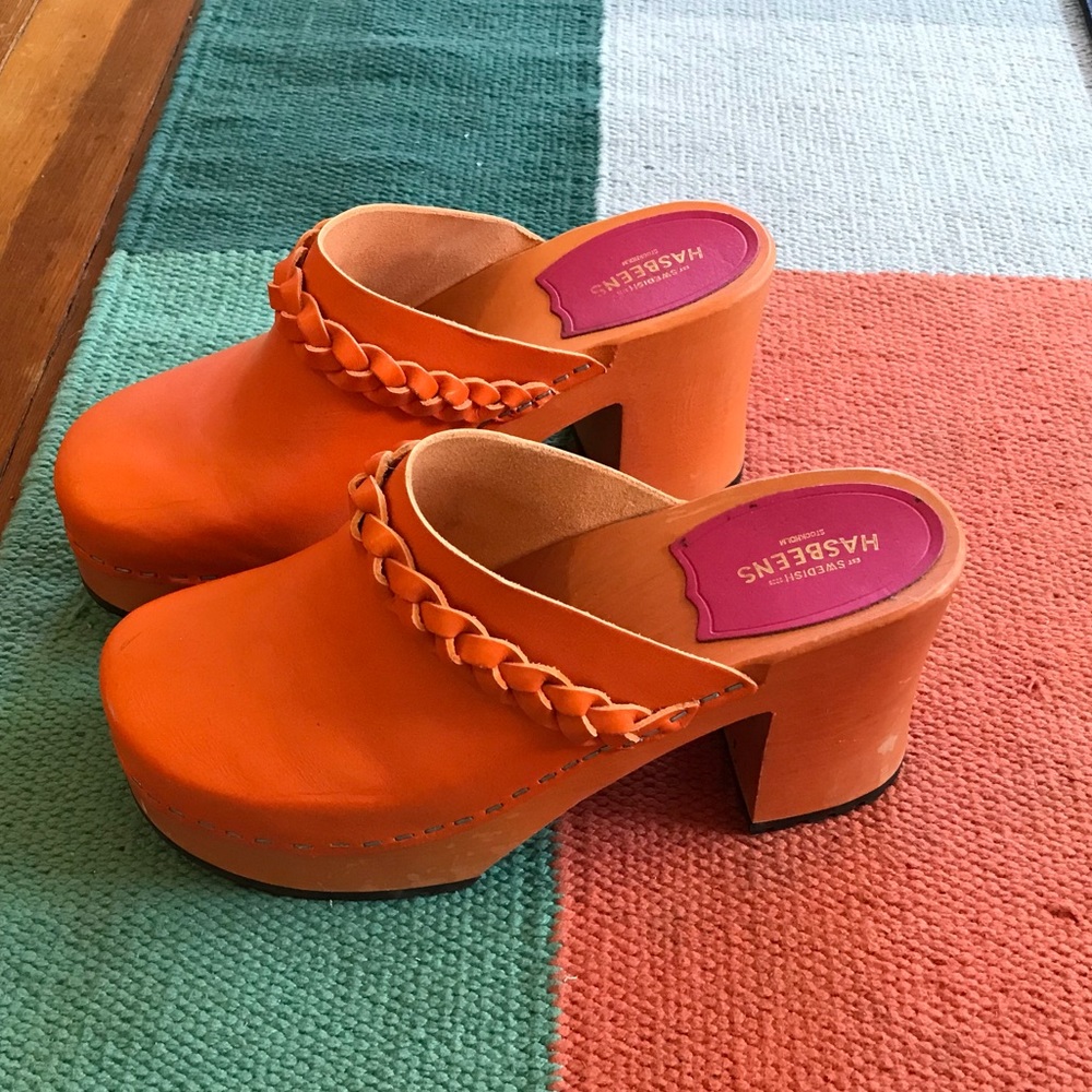 Orange Swedish has-beens size 39 leather upper with braiding